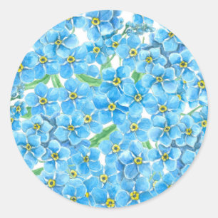 Forget me not watercolor classic round sticker