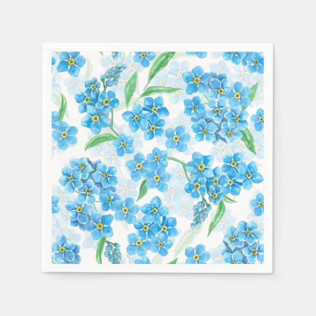 Forget me not watercolor flowers napkin (Front)