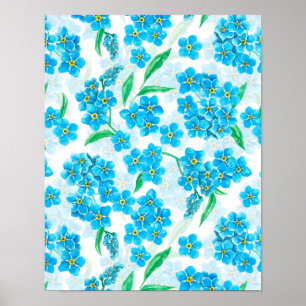 Forget me not watercolor flowers poster