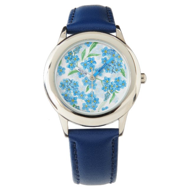 Forget me not watercolor flowers watch (Front)