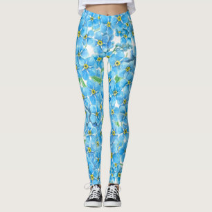 Forget me not watercolor leggings