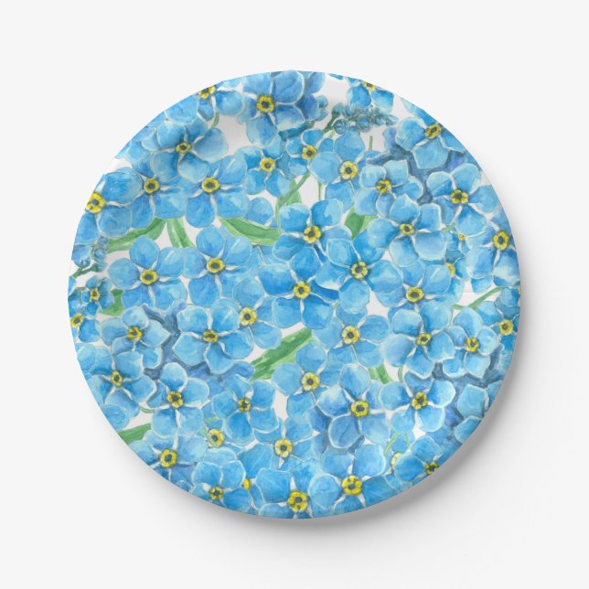 Forget me not watercolor paper plate (Front)