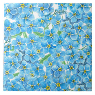 Forget me not watercolor tile