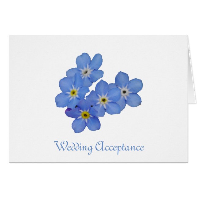 Forget-me-not Wedding Acceptance Card (Front Horizontal)