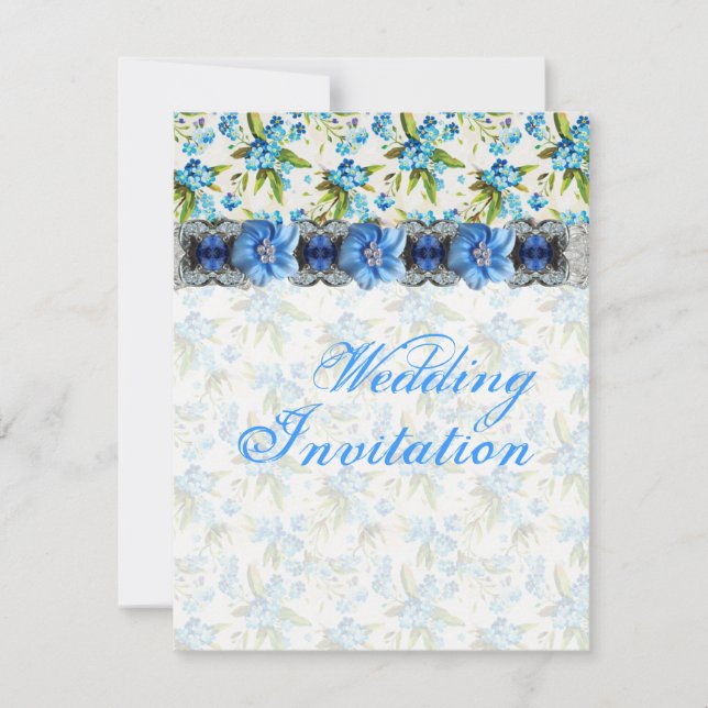 Forget Me Not Wedding Invitation Card (Front)