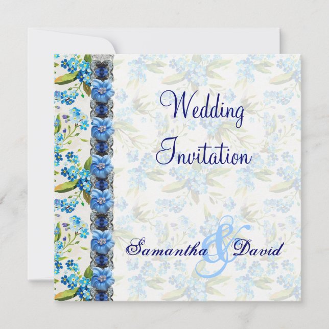 Forget Me Not Wedding Invitation Card (Front)