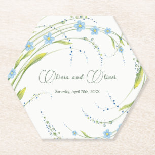 Forget-Me-Not Wedding Paper Coaster