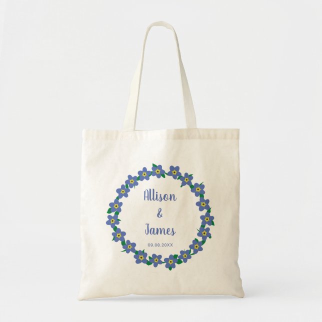 Forget Me Not Wedding Welcome Bag, Hotel Welcome Tote Bag (Front)