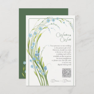 Forget-Me-Not Wedding Wishing Well QR Code Enclosure Card