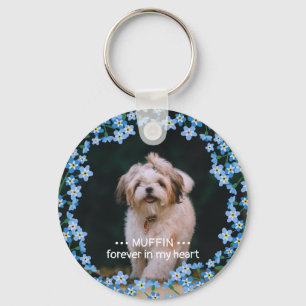 Forget Me Not Wreath Photo Name Pet Memorial Key Ring