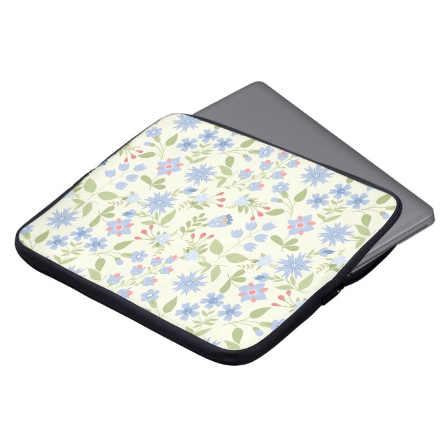 Forget-me-nots and cornflowers laptop sleeve (Front Top)