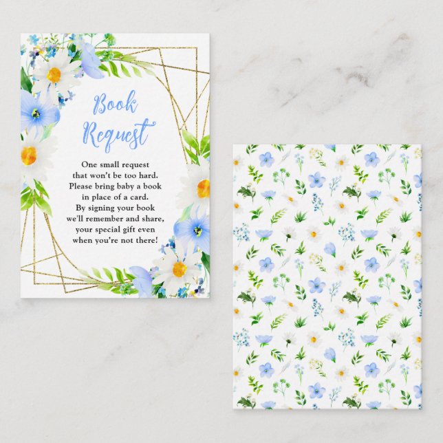Forget-Me-Nots and Daisies Baby Book Request Enclosure Card (Front/Back)