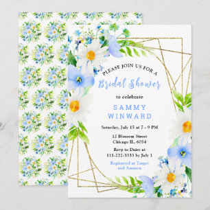 Forget Me Nots and Daisies Bridal Shower Invitation