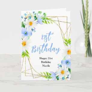 Forget-Me-Nots and Daisies Floral Birthday Card