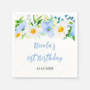 Forget-Me-Nots and Daisies Floral Birthday Napkin