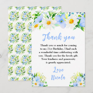 Forget-Me-Nots and Daisies Floral Birthday Thank You Card