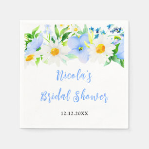 Forget-Me-Nots and Daisies Floral Bridal Shower Napkin
