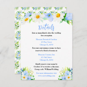 Forget-Me-Nots and Daisies Floral Wedding Details Enclosure Card