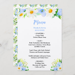 Forget-Me-Nots and Daisies Floral Wedding Menu