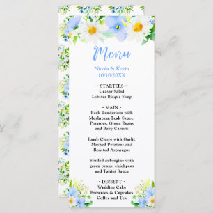Forget-Me-Nots and Daisies Floral Wedding Menu