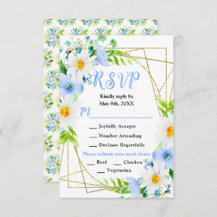 Forget Me Nots and Daisies Wedding RSVP Card