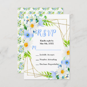 Forget Me Nots and Daisies Wedding RSVP Card