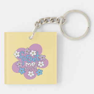Forget-Me-Nots and Message on Vibrant Floral Motif Key Ring