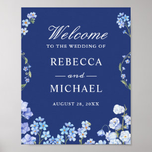 Forget Me Nots Blue Flowers Wedding Welcome Sign