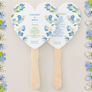 Forget-Me-Nots Blue & White Wedding Program Hand Fan