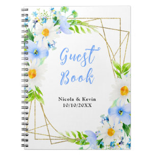Forget-Me-Nots Daisies Floral Wedding Guest Book
