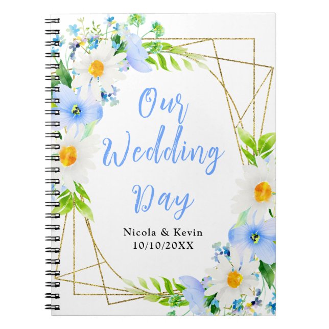 Forget-Me-Nots Daisies Floral Wedding Planner Notebook (Front)