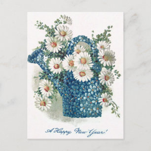Forget-Me-Nots Daisy Watering Can Postcard