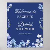 Forget Me Nots Floral Royal Blue Bridal Shower