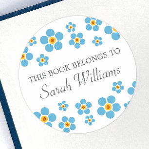 Forget me nots floral this book belongs to sticker