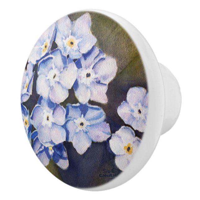 FORGET-ME-NOTS FLOWER DECORATIVE CERAMIC KNOB (Right)