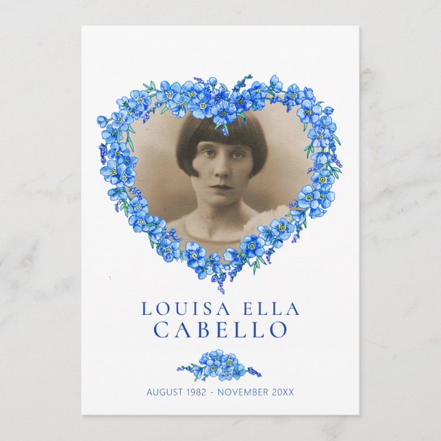 Forget-me-nots funeral service program blue white programme (Front)