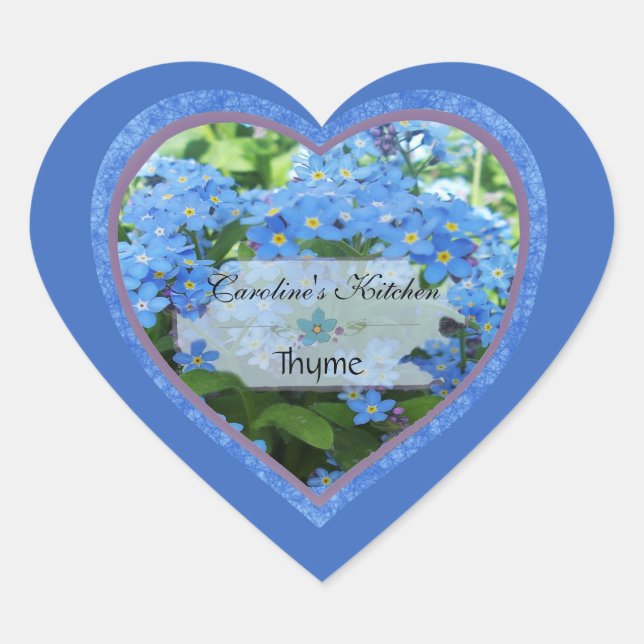 Forget me nots Heart 2 spice jar labels (Front)