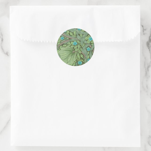 Forget-Me-Nots, Wallpaper by William Morris Classic Round Sticker (Bag)