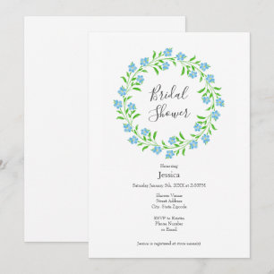 Forget Me Nots Watercolor Floral Wreath  Invitation