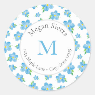 Forget Me Nots Watercolor Flower Pattern labels