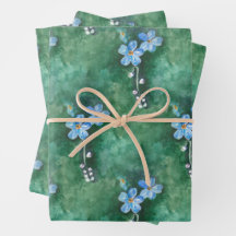 forget me nots watercolor wrapping paper