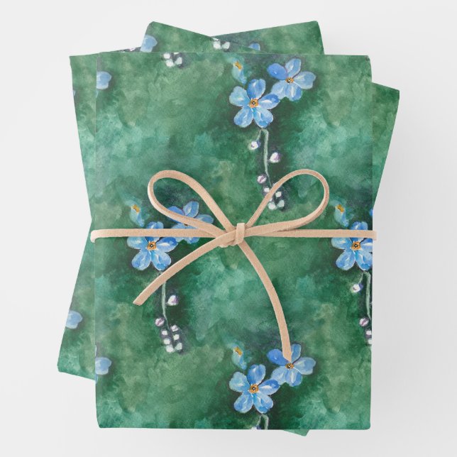 forget me nots watercolor wrapping paper (In situ)