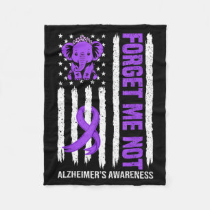 Forget Not Heimers Awareness Month Elephant Usa Fleece Blanket