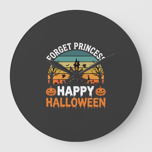 Forget Princess Happy Halloween Haunted House Desi Large Clock (Front)