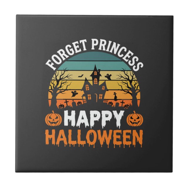 Forget Princess Happy Halloween Haunted House Desi Tile (Front)