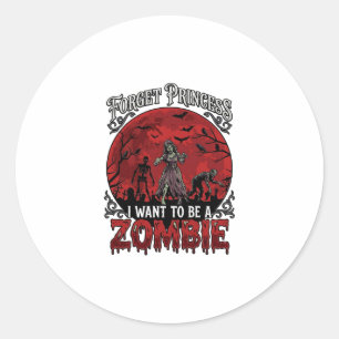 Forget Princess Zombie Blood Moon Graveyard Bats S Classic Round Sticker