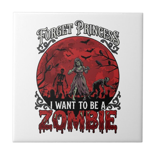 Forget Princess Zombie Blood Moon Graveyard Bats S Tile (Front)