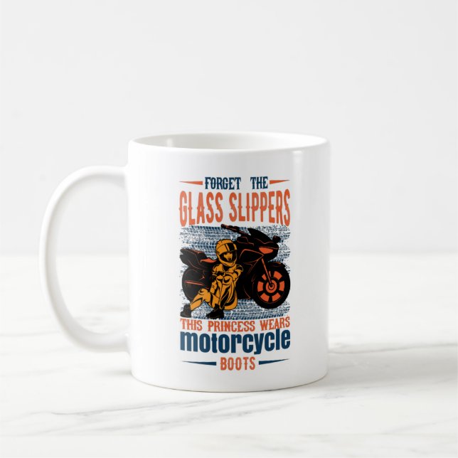 Forget the Glass Slipper Princess Motorcycle Boots Coffee Mug (Left)