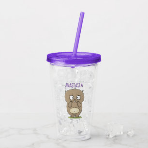 Forgetful adorable chubby hamster cartoon acrylic tumbler