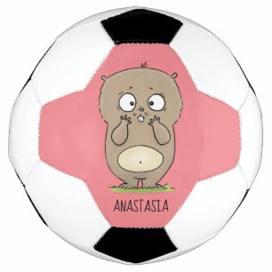 Forgetful adorable chubby hamster cartoon football
